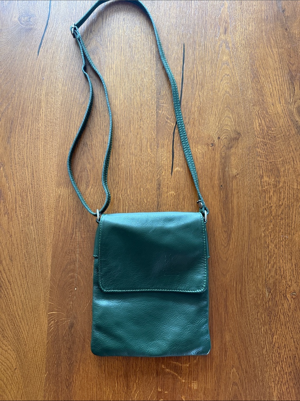 Green Italian Leather Crossbody Bag
